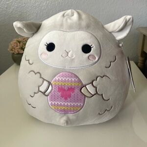Squishmallows Cream Lamb Plush with Pink & Yellow Egg Design